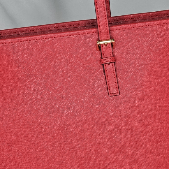 Michael Kors RED Leather Tote Bag Purse - Picture 7 of 11